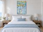 Gilded Birch Haze landscape canvas print on the wall of a bedroom