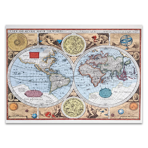 17th Century World Map Wall Print