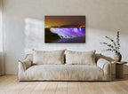 Violet Falls at Night landscape canvas print on the wall of a living room