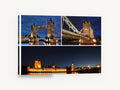 London Landmarks After Dark, london landmarks at night photograph montage, city canvas wall art print ready to hang