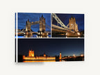 London Landmarks After Dark, london landmarks at night photograph montage, city canvas wall art print ready to hang