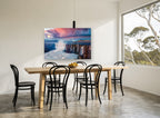 Basalt Falls at Dawn landscape canvas print on the wall of a dining room