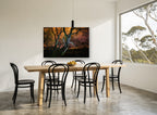 Willow Under Amber Sky landscape canvas print on the wall of a dining room