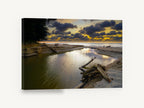 Driftwood Creek Dusk, driftwood creek sunset beach photograph, coastal canvas wall art print ready to hang