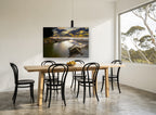 Driftwood Creek Dusk coastal canvas print on the wall of a dining room