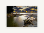 Driftwood Creek Dusk, coastal canvas wall art print, front view