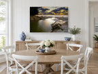 Driftwood Creek Dusk coastal canvas print on the wall of a Hamptons dining room
