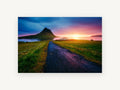Kirkjufell Dusk Road, coastal canvas wall art print, front view