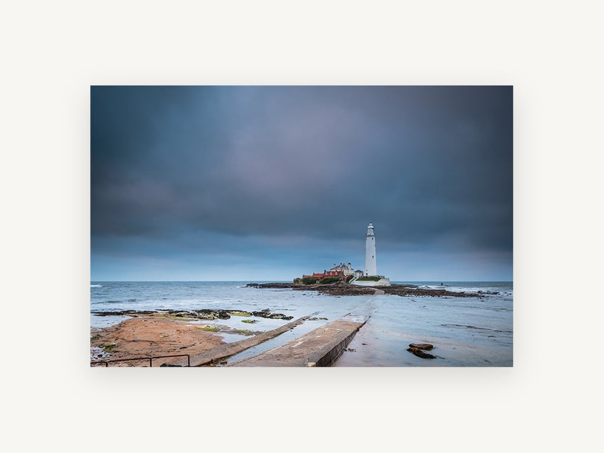 Causeway to the Lighthouse, coastal canvas wall art print, front view