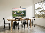 River Bend Dusk landscape canvas print on the wall of a dining room