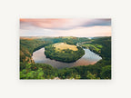 River Bend Dusk, river horseshoe bend sunset photograph, landscape canvas wall art print, front view