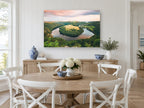 River Bend Dusk landscape canvas print on the wall of a Hamptons dining room