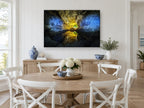 Glowing Cavern Mirror landscape canvas print on the wall of a Hamptons dining room