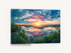 Sunset Rock Reflection, sunset river reflection landscape photograph, landscape canvas wall art print ready to hang
