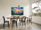 Sunset Rock Reflection landscape canvas print on the wall of a dining room