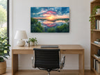 Sunset Rock Reflection landscape canvas print on the wall of a study
