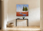 Three Trees Blue Creek landscape canvas print on the wall of a hallway
