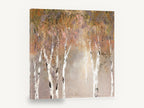 Mauve Mist Birches, autumn birch trees abstract landscape, landscape canvas wall art print ready to hang