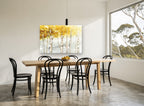 Honeyed Birch Grove landscape canvas print on the wall of a dining room