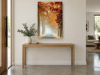Crimson Fog Avenue landscape canvas print on the wall of a entry hall