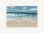Teal Shore Break, coastal canvas wall art print, front view