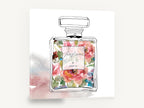 Floral Perfume Flacon, floral perfume bottle watercolour fashion, floral canvas wall art print ready to hang