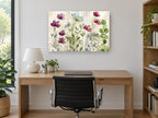 Meadow Blooms on Timber floral canvas print on the wall of a study