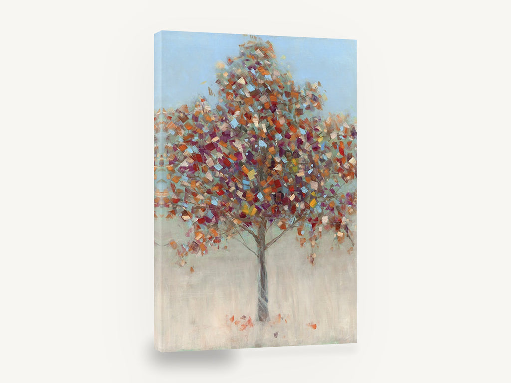 Confetti Autumn Tree, autumn tree abstract painting style, landscape canvas wall art print ready to hang
