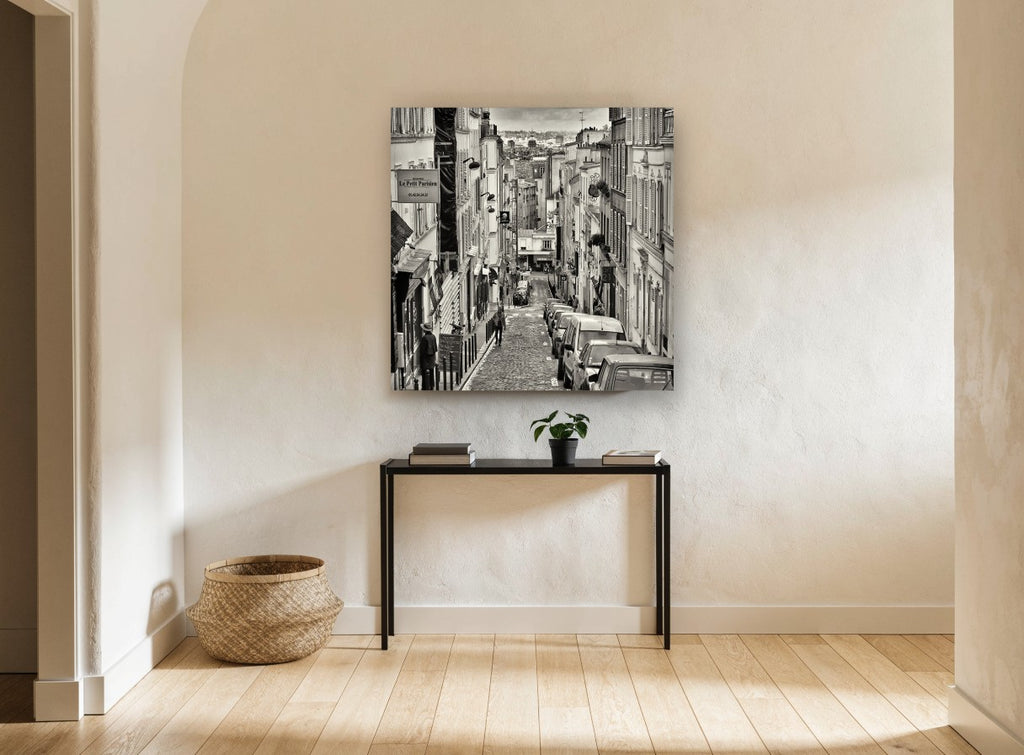 Montmartre Hill Descent city canvas print on the wall of a hallway