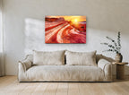 Banded Sandstone Sunrise landscape canvas print on the wall of a living room