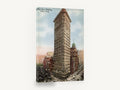 Flatiron Postcard Vintage, vintage flatiron building new york, city canvas wall art print ready to hang