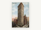 Flatiron Postcard Vintage, vintage flatiron building new york, city canvas wall art print, front view