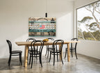 Legendary Boards Surf Club vintage canvas print on the wall of a dining room