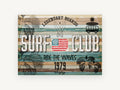 Legendary Boards Surf Club, vintage canvas wall art print, front view