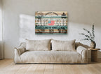 Legendary Boards Surf Club vintage canvas print on the wall of a living room