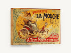 La Mouche Fairy Motorcar, vintage la mouche voiturette car poster, stretched canvas wall art print ready to hang