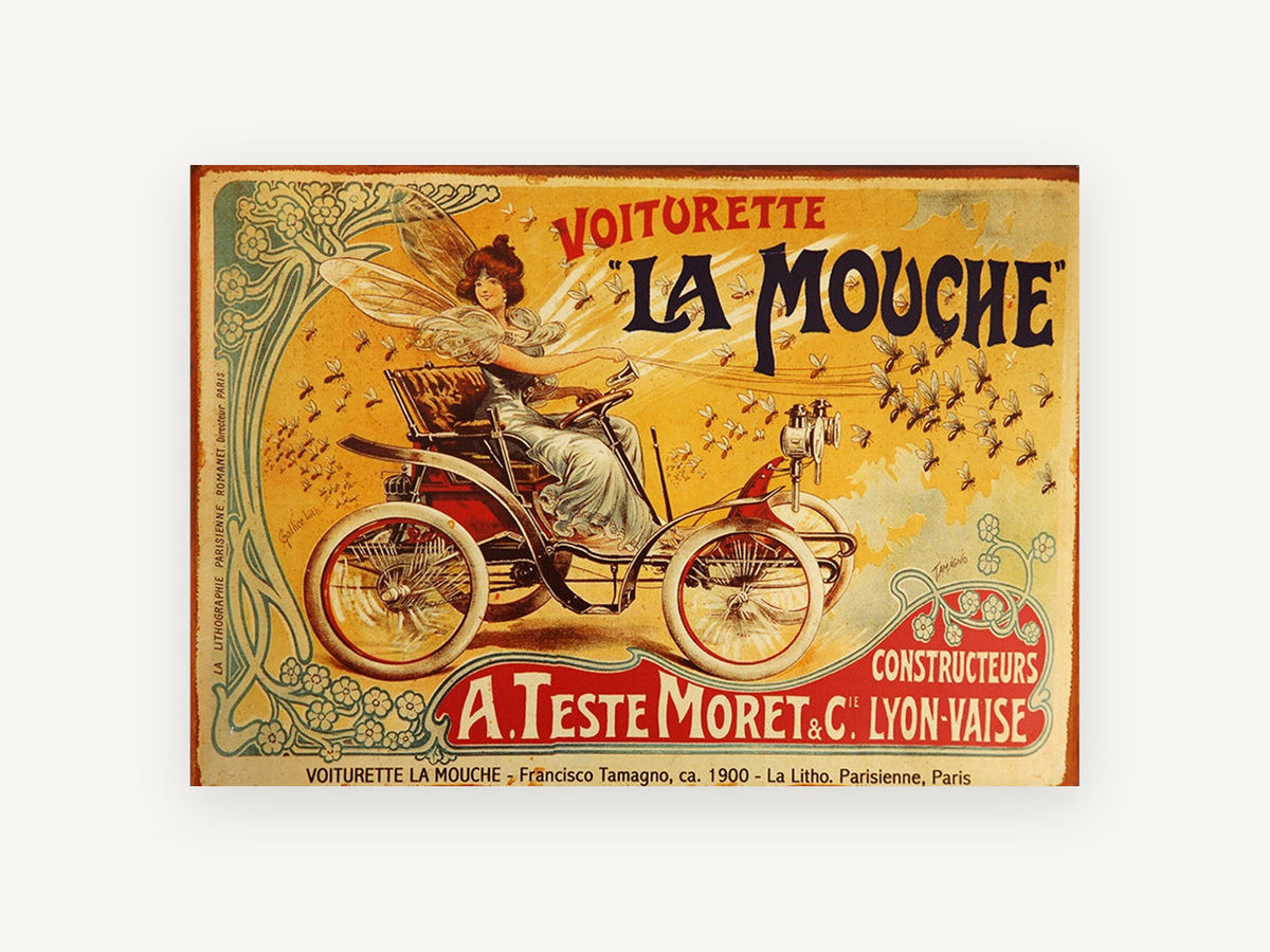 La Mouche Fairy Motorcar, vintage canvas wall art print, front view