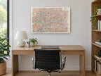Inner London Antique Map city canvas print on the wall of a study