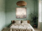 Weathered Manhattan Haze city canvas print on the wall of a bedroom