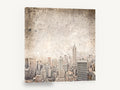 Weathered Manhattan Haze, vintage new york skyline photograph, city canvas wall art print ready to hang