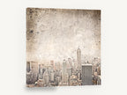 Weathered Manhattan Haze, vintage new york skyline photograph, city canvas wall art print ready to hang
