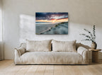 Stormy Dune Sunset coastal canvas print on the wall of a living room