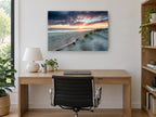 Stormy Dune Sunset coastal canvas print on the wall of a study