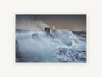 Storm Surge Lighthouse, coastal canvas wall art print, front view