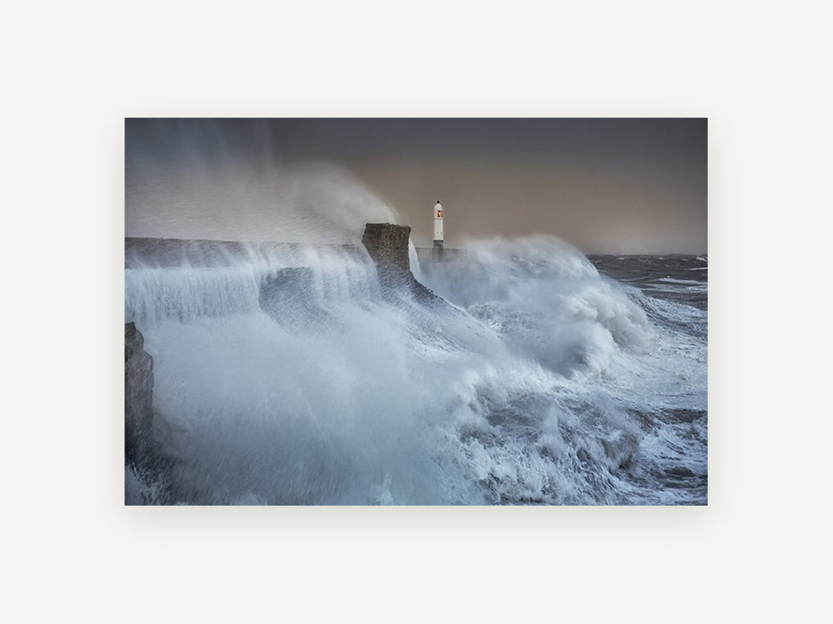 Storm Surge Lighthouse, coastal canvas wall art print, front view
