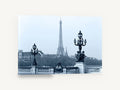 Eiffel Tower from the Bridge, eiffel tower blue tone paris photograph, city canvas wall art print ready to hang