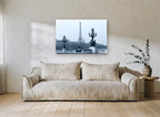 Eiffel Tower from the Bridge city canvas print on the wall of a living room