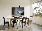 Dusk Behind the Falls landscape canvas print on the wall of a dining room