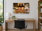 Le Consulat at Night kitchen canvas print on the wall of a study