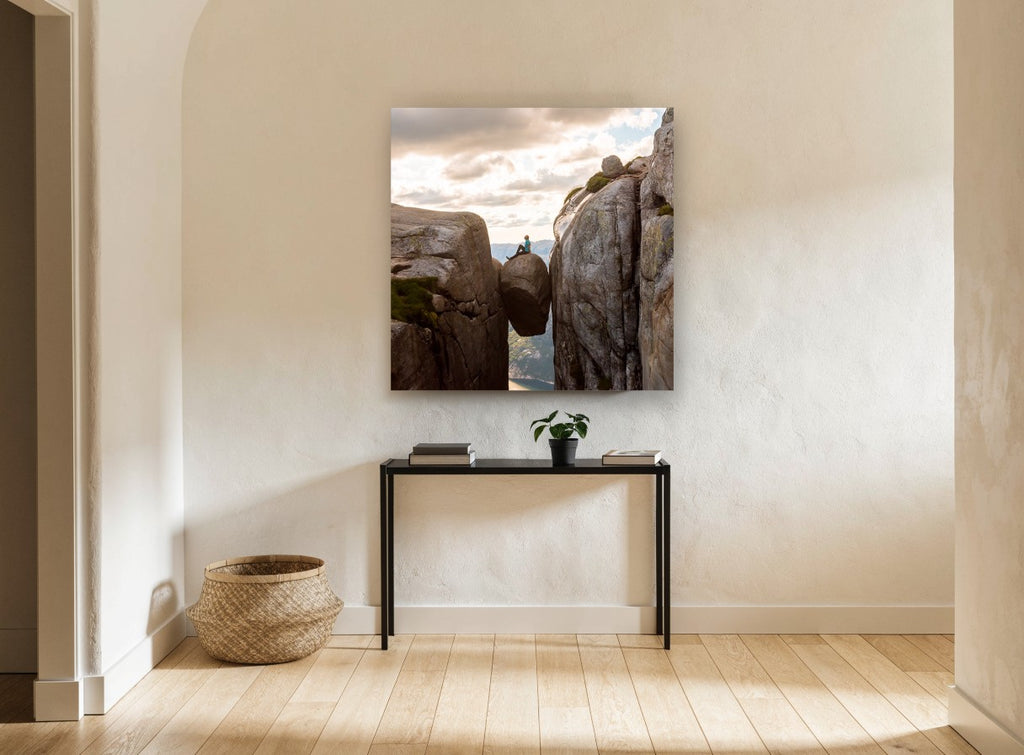 Boulder in the Gap landscape canvas print on the wall of a hallway